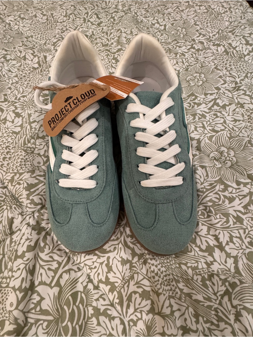 Women's Teal Suede Sneakers with White Accent NWT